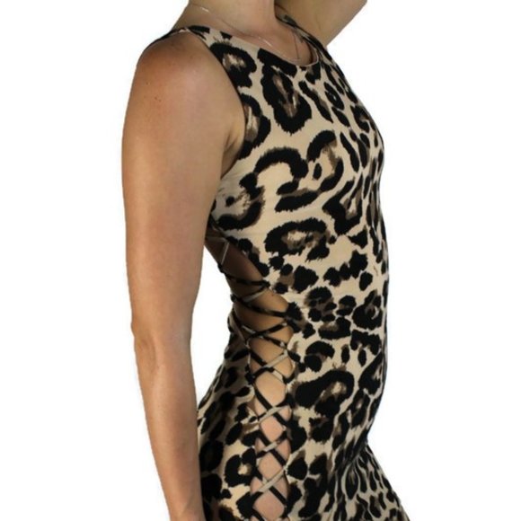 Sleeveless Maxi Animal Cheetah Print Dress Size S - Picture 1 of 5